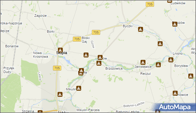 mapa Gzów, Gzów na mapie Targeo