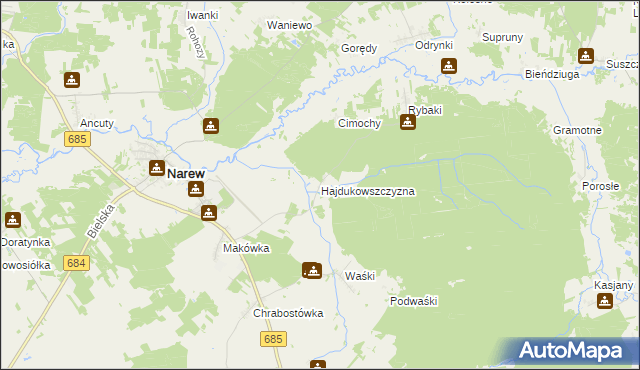 mapa Hajdukowszczyzna, Hajdukowszczyzna na mapie Targeo