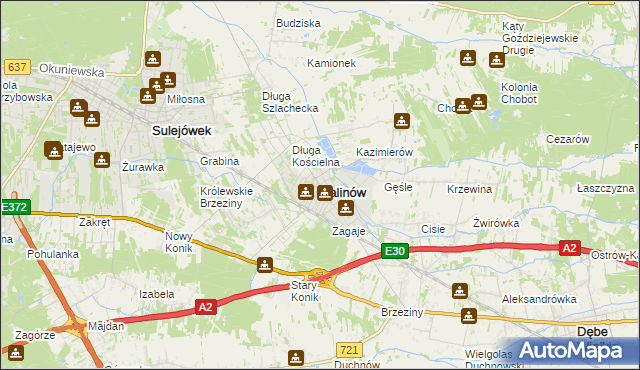 mapa Halinów powiat miński, Halinów powiat miński na mapie Targeo