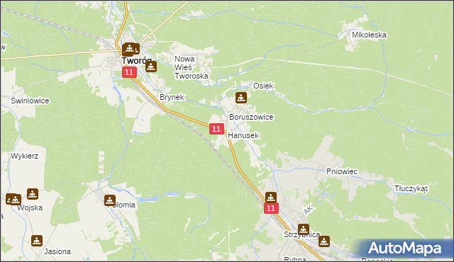 mapa Hanusek, Hanusek na mapie Targeo