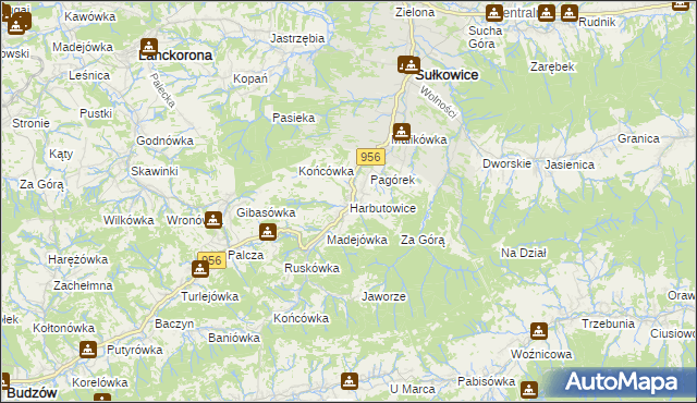 mapa Harbutowice gmina Sułkowice, Harbutowice gmina Sułkowice na mapie Targeo