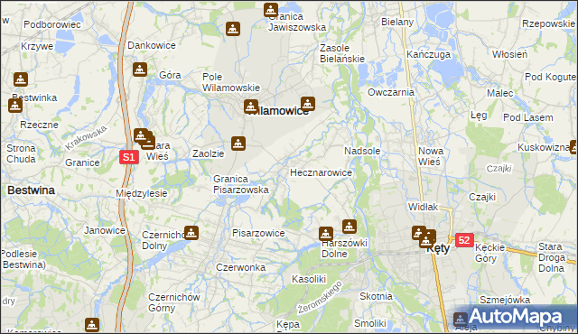 mapa Hecznarowice, Hecznarowice na mapie Targeo