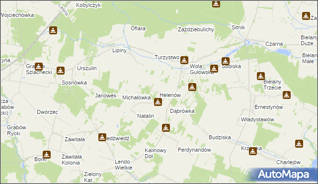 mapa Helenów gmina Adamów, Helenów gmina Adamów na mapie Targeo