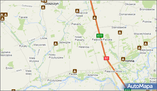 mapa Helenów gmina Promna, Helenów gmina Promna na mapie Targeo