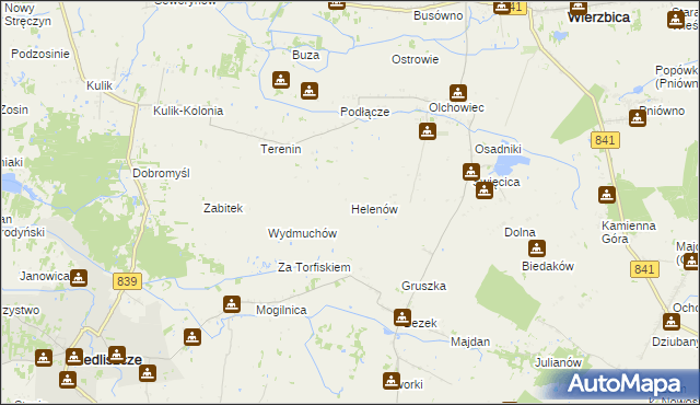 mapa Helenów gmina Wierzbica, Helenów gmina Wierzbica na mapie Targeo