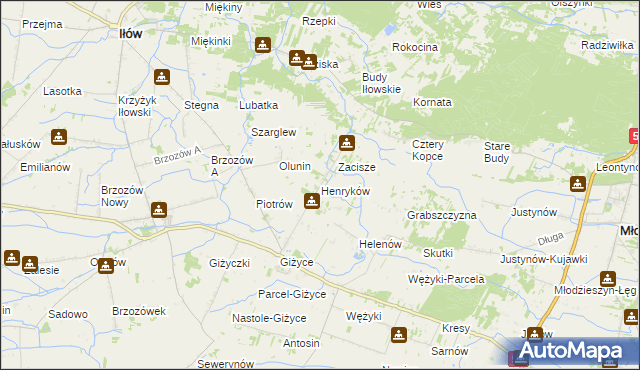 mapa Henryków gmina Iłów, Henryków gmina Iłów na mapie Targeo