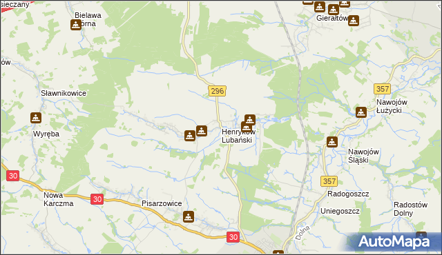 mapa Henryków Lubański, Henryków Lubański na mapie Targeo
