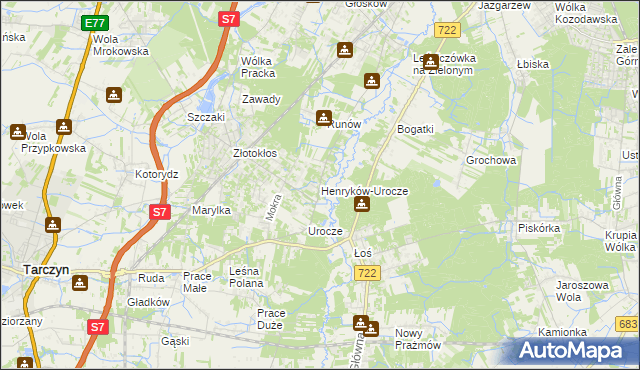 mapa Henryków-Urocze, Henryków-Urocze na mapie Targeo