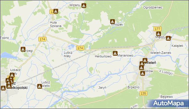 mapa Herburtowo, Herburtowo na mapie Targeo