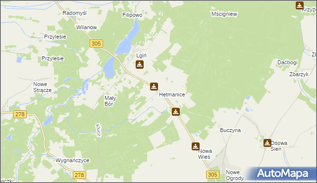 mapa Hetmanice, Hetmanice na mapie Targeo