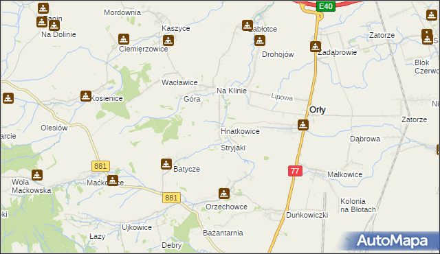 mapa Hnatkowice, Hnatkowice na mapie Targeo