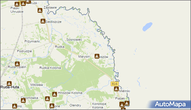 mapa Hniszów, Hniszów na mapie Targeo