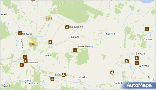 mapa Holendernia gmina Jabłoń, Holendernia gmina Jabłoń na mapie Targeo