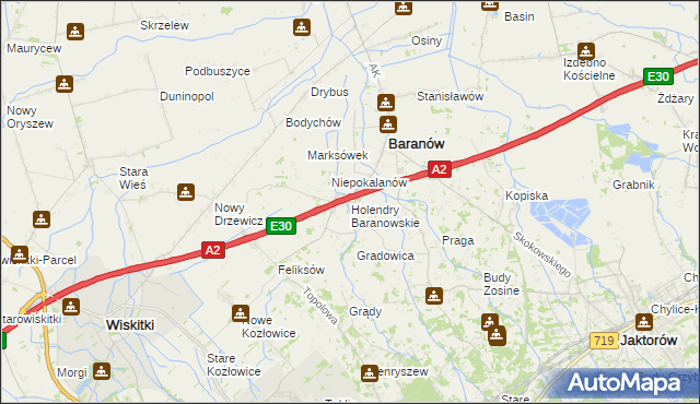 mapa Holendry Baranowskie, Holendry Baranowskie na mapie Targeo