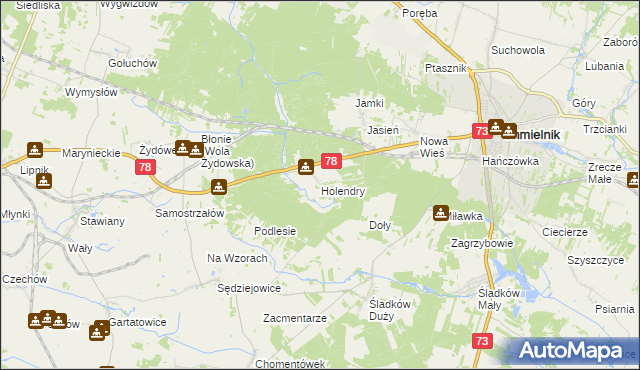 mapa Holendry gmina Chmielnik, Holendry gmina Chmielnik na mapie Targeo