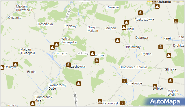 mapa Hołużne, Hołużne na mapie Targeo