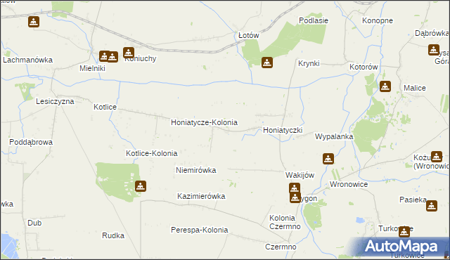 mapa Honiatycze, Honiatycze na mapie Targeo