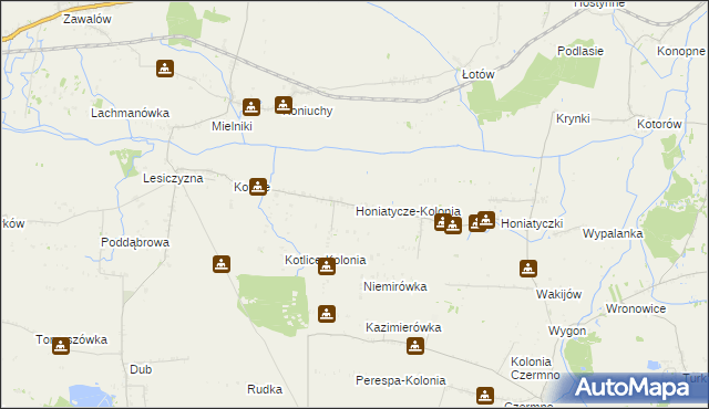 mapa Honiatycze-Kolonia, Honiatycze-Kolonia na mapie Targeo