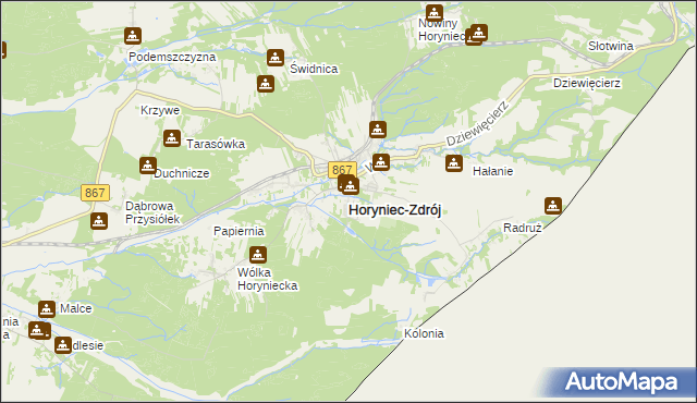 mapa Horyniec-Zdrój, Horyniec-Zdrój na mapie Targeo