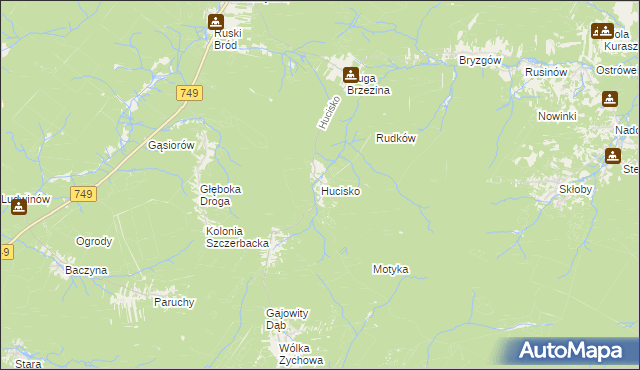 mapa Hucisko gmina Przysucha, Hucisko gmina Przysucha na mapie Targeo