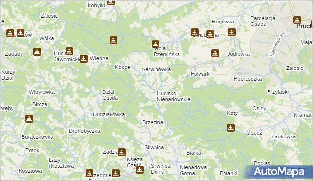 mapa Hucisko Nienadowskie, Hucisko Nienadowskie na mapie Targeo