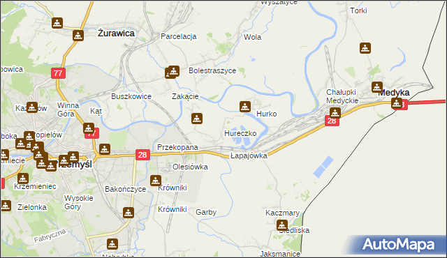 mapa Hureczko, Hureczko na mapie Targeo