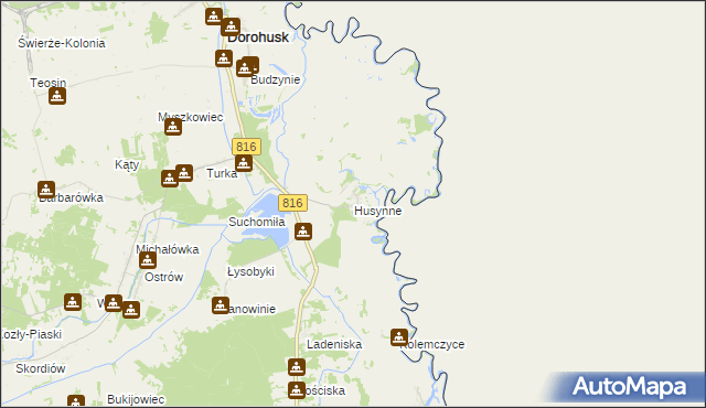 mapa Husynne gmina Dorohusk, Husynne gmina Dorohusk na mapie Targeo