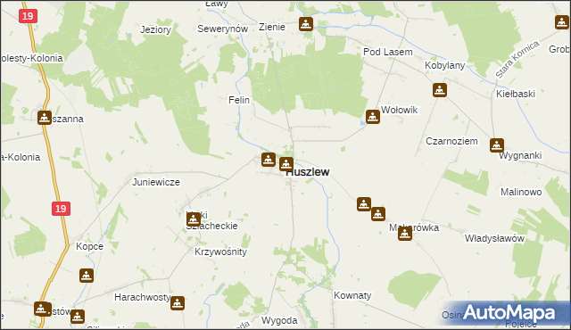 mapa Huszlew, Huszlew na mapie Targeo
