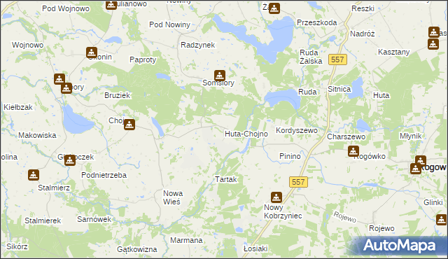 mapa Huta-Chojno, Huta-Chojno na mapie Targeo