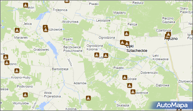 mapa Huta gmina Łęki Szlacheckie, Huta gmina Łęki Szlacheckie na mapie Targeo