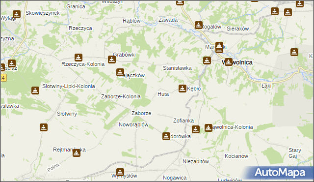 mapa Huta gmina Wąwolnica, Huta gmina Wąwolnica na mapie Targeo