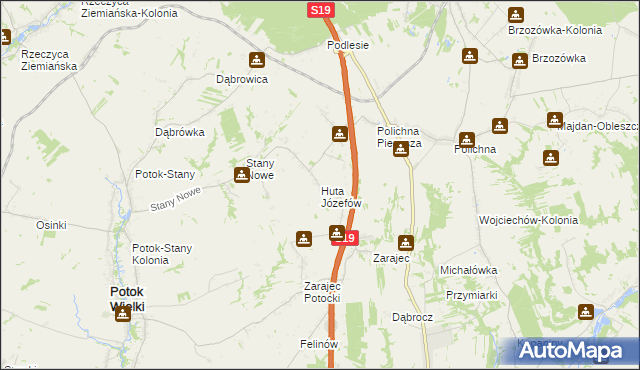 mapa Huta Józefów, Huta Józefów na mapie Targeo