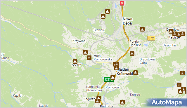 mapa Huta Komorowska, Huta Komorowska na mapie Targeo