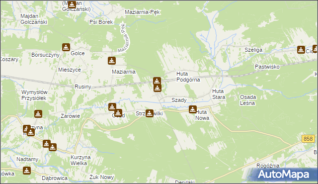 mapa Huta Krzeszowska, Huta Krzeszowska na mapie Targeo