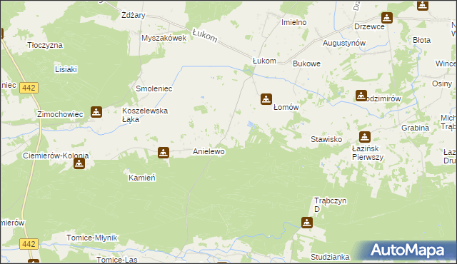 mapa Huta Łukomska gmina Zagórów, Huta Łukomska gmina Zagórów na mapie Targeo