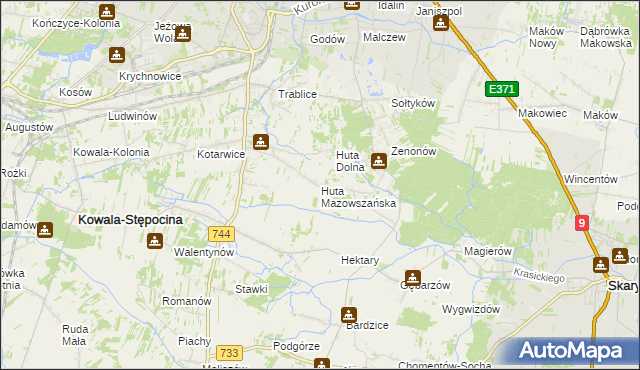 mapa Huta Mazowszańska, Huta Mazowszańska na mapie Targeo