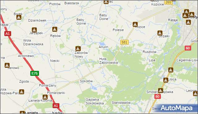 mapa Huta Zaborowska, Huta Zaborowska na mapie Targeo