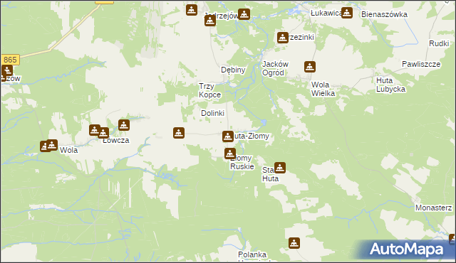 mapa Huta-Złomy, Huta-Złomy na mapie Targeo