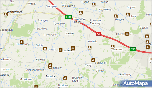 mapa Idzikowice gmina Dalików, Idzikowice gmina Dalików na mapie Targeo