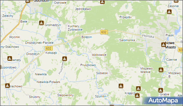 mapa Idzikowice gmina Sochocin, Idzikowice gmina Sochocin na mapie Targeo