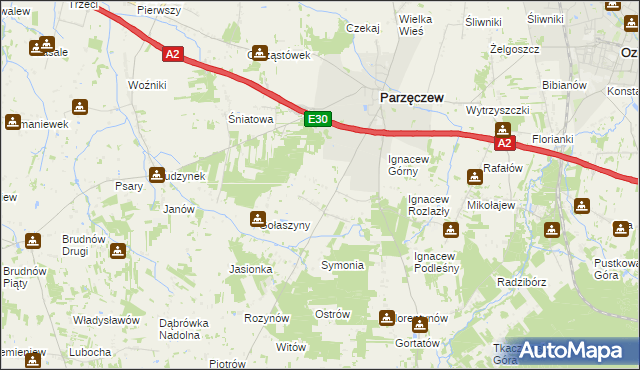 mapa Ignacew Parzęczewski, Ignacew Parzęczewski na mapie Targeo