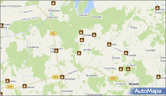 mapa Ignatki gmina Wyszki, Ignatki gmina Wyszki na mapie Targeo