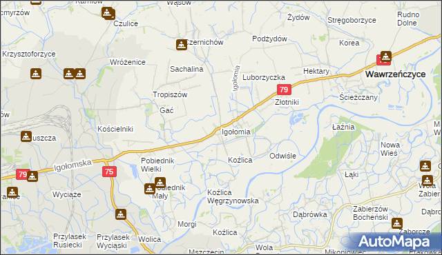 mapa Igołomia, Igołomia na mapie Targeo