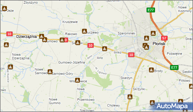 mapa Ilino, Ilino na mapie Targeo