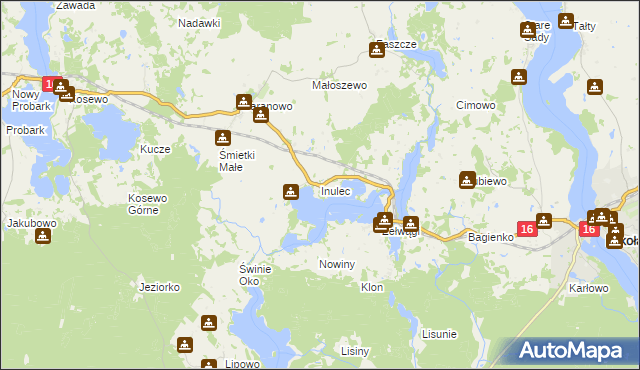 mapa Inulec, Inulec na mapie Targeo