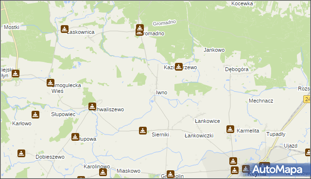 mapa Iwno gmina Kcynia, Iwno gmina Kcynia na mapie Targeo