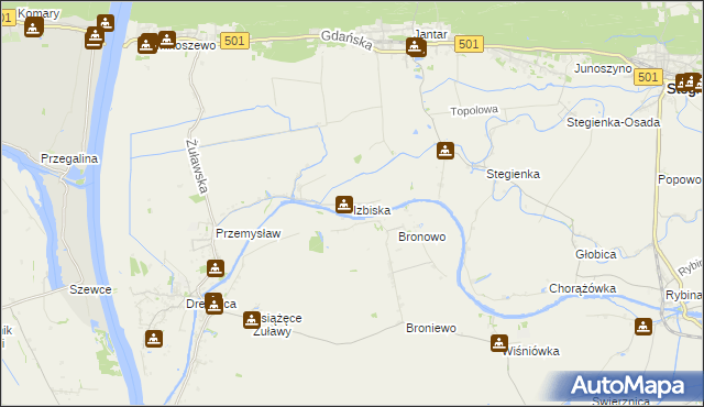 mapa Izbiska gmina Stegna, Izbiska gmina Stegna na mapie Targeo