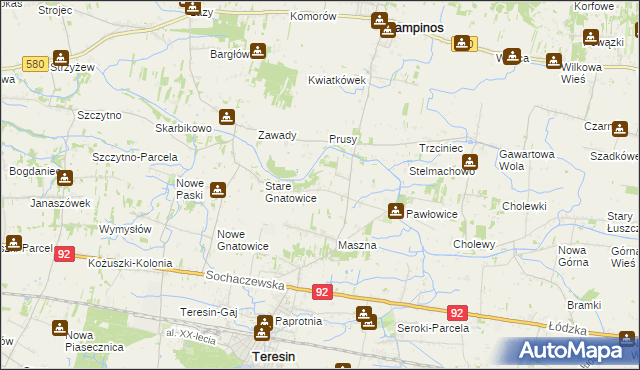 mapa Izbiska gmina Teresin, Izbiska gmina Teresin na mapie Targeo