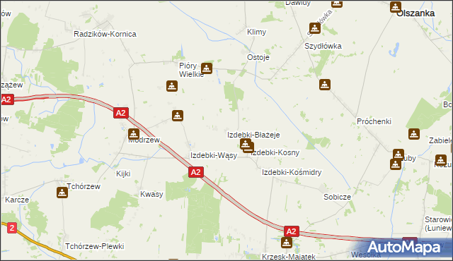 mapa Izdebki-Błażeje, Izdebki-Błażeje na mapie Targeo