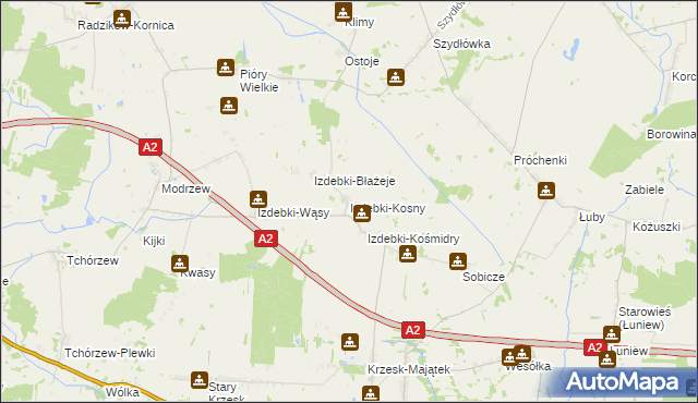 mapa Izdebki-Kosny, Izdebki-Kosny na mapie Targeo